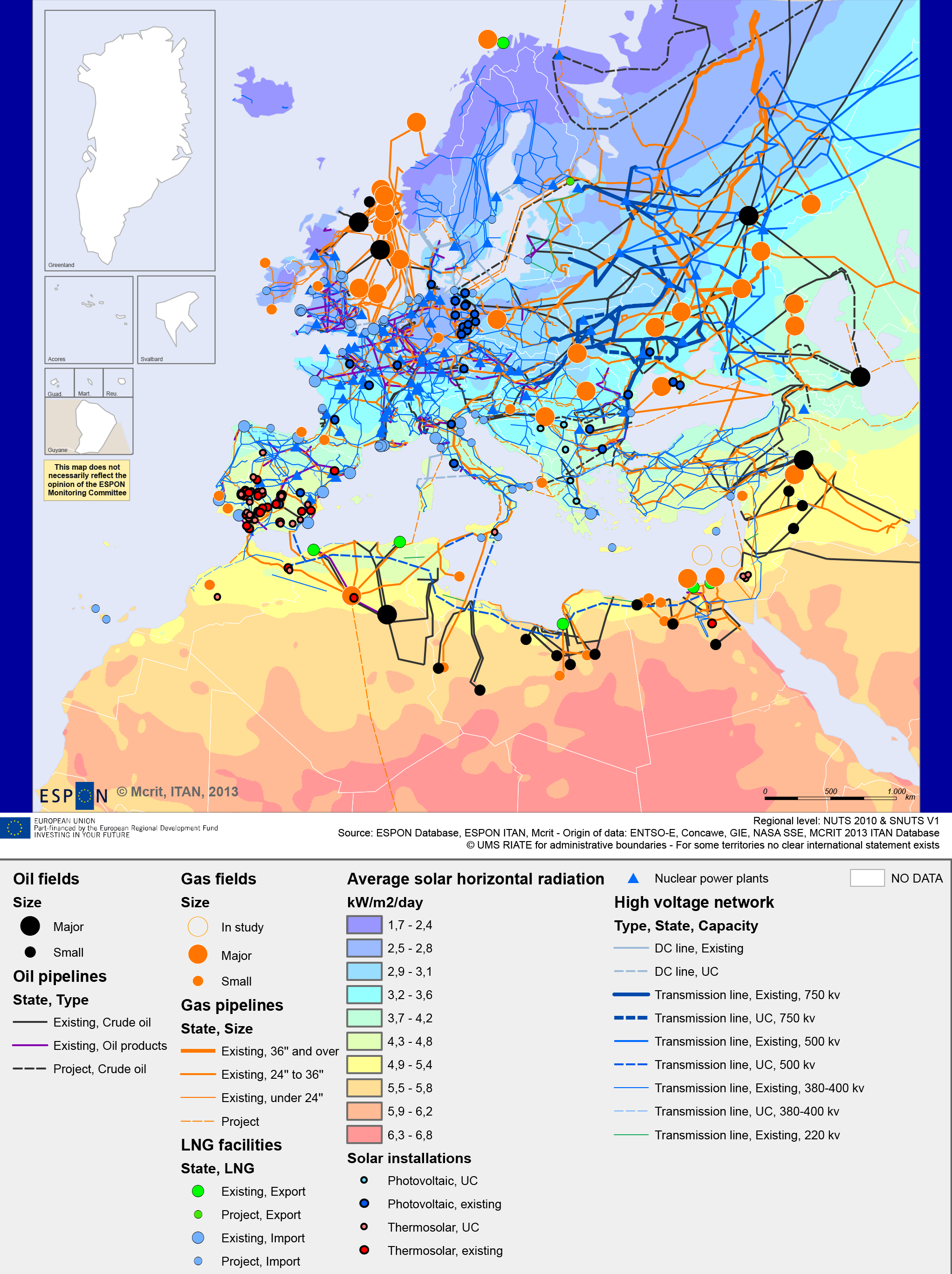 Map 3. Energy networks in the wider European region, ca 2010