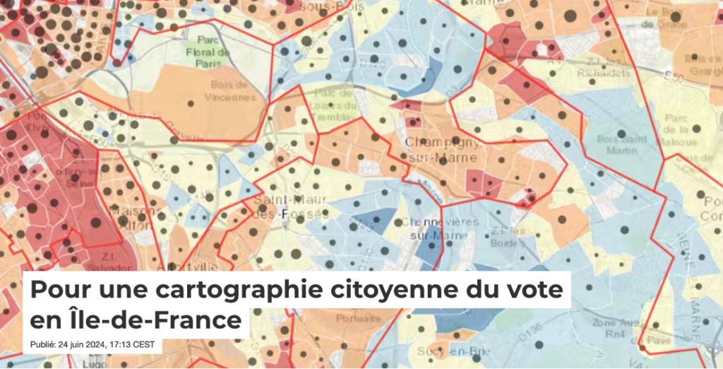 extrait de la Cartographie alternative des résultats, Val de Marne, en Ile de France. C.Grasland, 2024